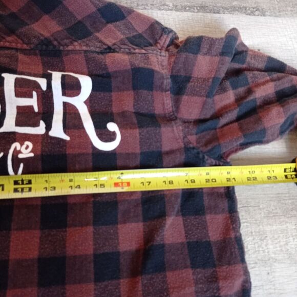 Loser Machine Company Flannel shirt Long Sleeve Mens M Red Black Plaid Checker - Picture 6 of 7